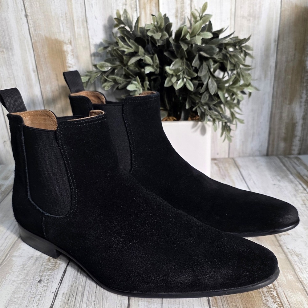 Aldo Mens Black Suede Chelsea Boots Almond Toe Ankle Booties Size 8 US 41 EUR - Picture 7 of 7